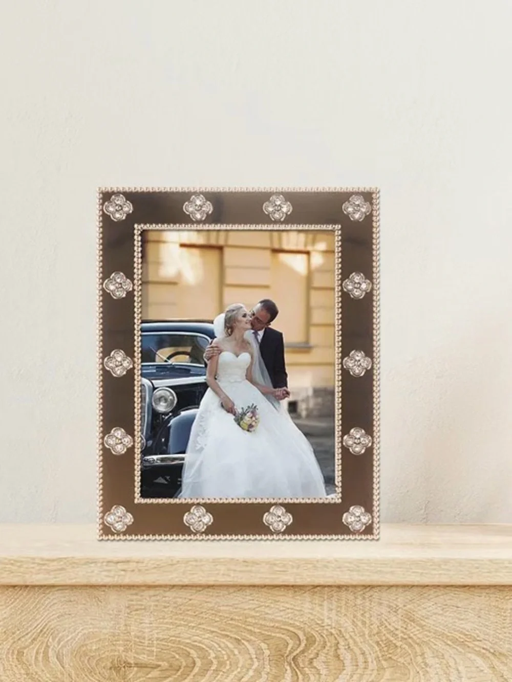 Lawrence Home Silver Beaded Floral 5x7 Picture Frame